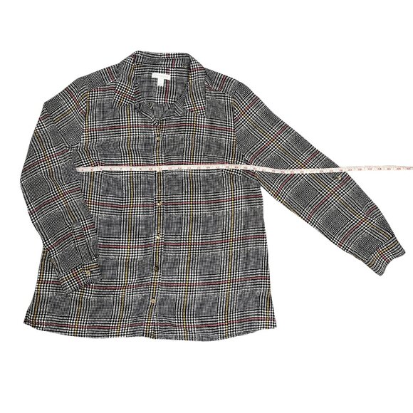Charter Club Women's Houndstooth Plaid Button Down Blouse Size L Workwear Chic - Picture 4 of 10